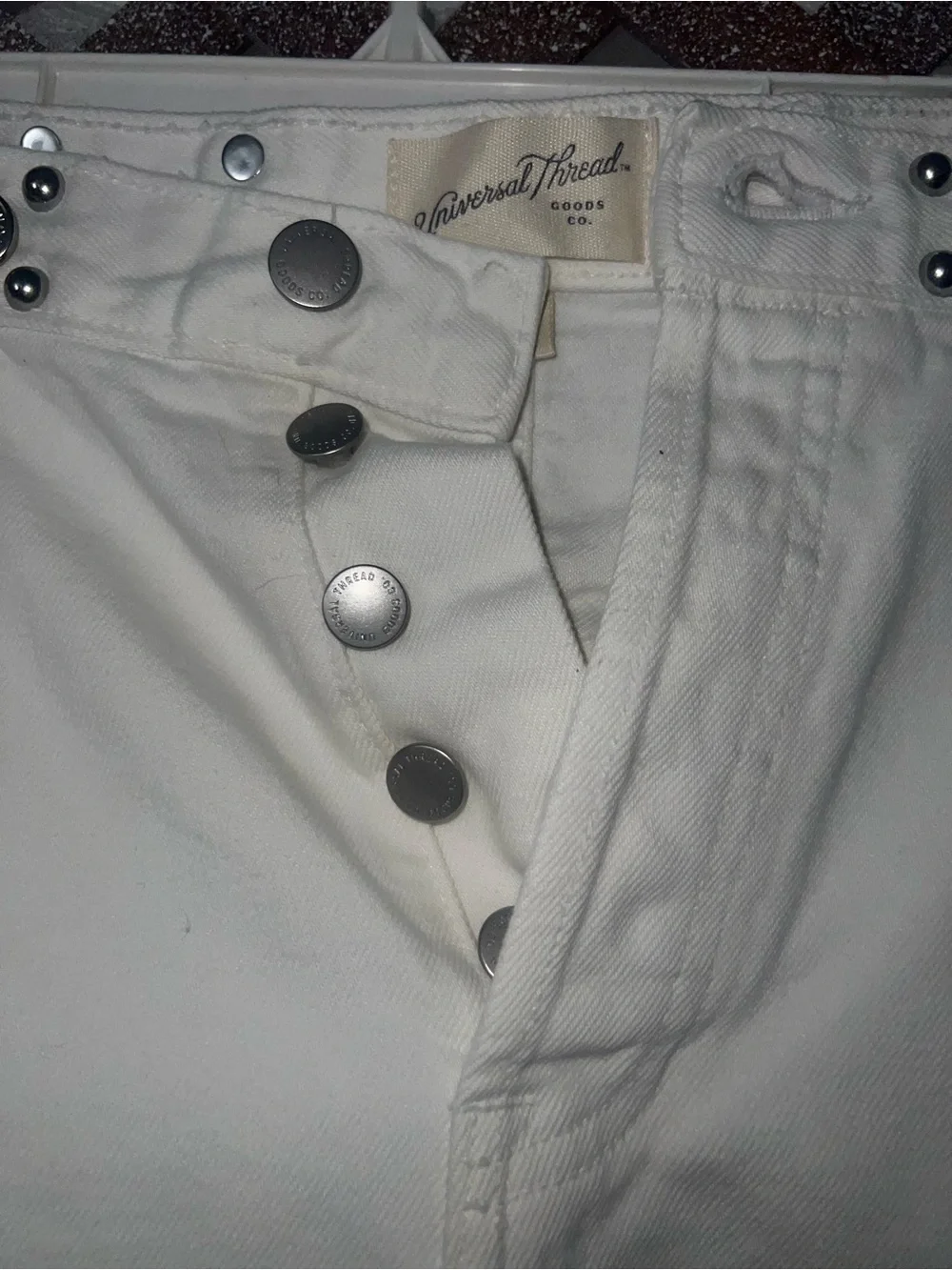 Universal Threads Summer White Studded High-Waist Baggy Denim Shorts Sz 10